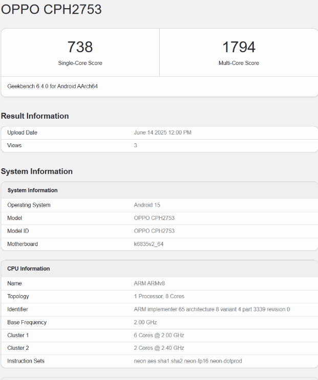 Oppo K13x 5G (CPH2753)