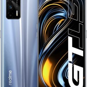realme GT 5G in Dashing Silver Comes with 8GB RAM, 128GB, 6.43-inch 120Hz Display, Snapdragon 888 Processor, 64MP Triple Rear Camera, 16MP Front Camera, and 4500mAh Battery with 65W Fast Charging.